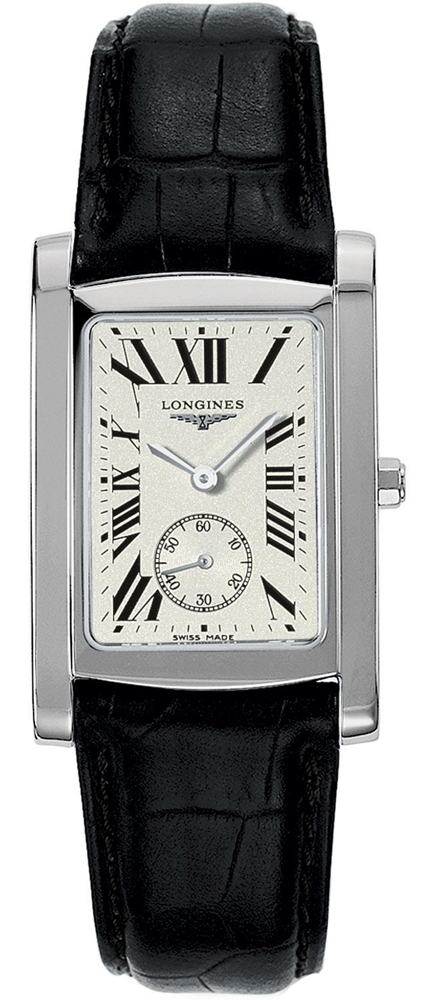 Longines Watches : L5.655.4.71.2 Quartz White Dial Roman Numerals Black Leather Men Watch