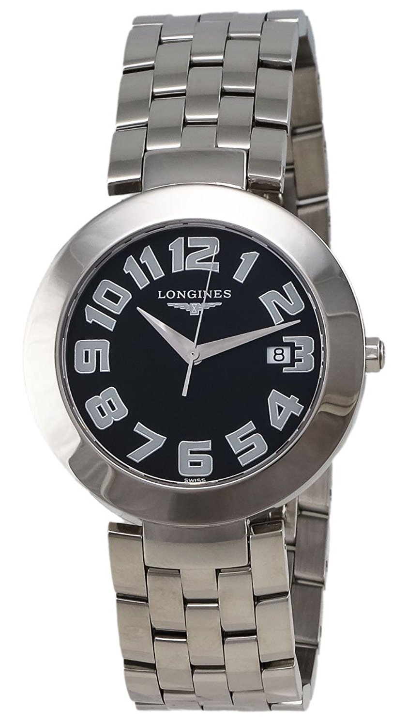 Longines Watches : L5.675.4.53.6 Black Dial Stainless Steel Band Men Watch