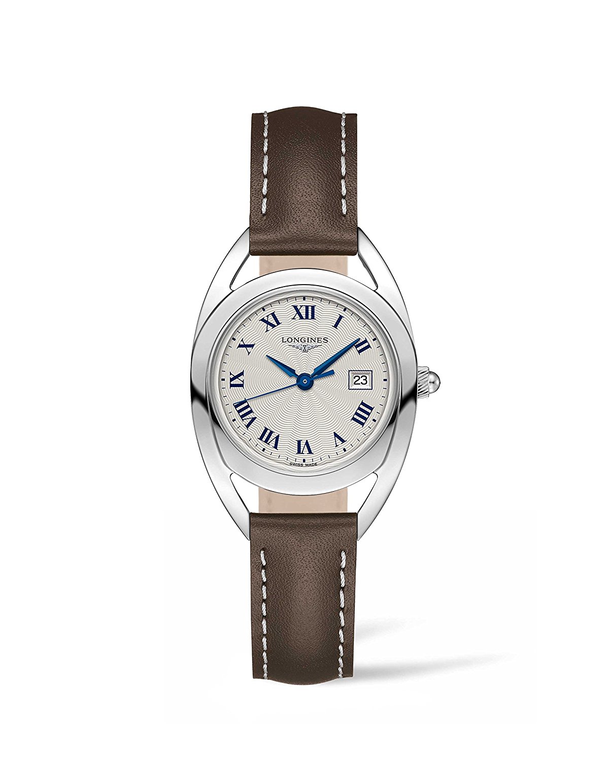 Longines Watches : L6.137.4.71.2 Quartz Roman Numerals Dial Date Brown Leather Women Watch