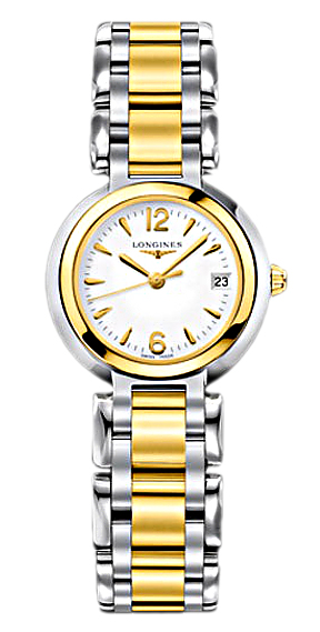 Longines Watches : L8.110.5.90.6 Quartz White Dial Date Stainless Steel 18ct Gold Women Watch