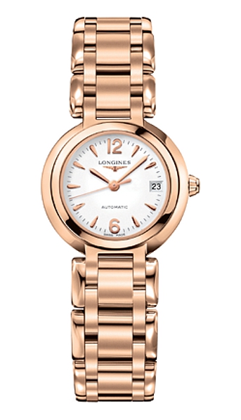 Longines Watches : L8.111.8.16.6 Automatic White Dial Date 18ct Rose Gold Women Watch