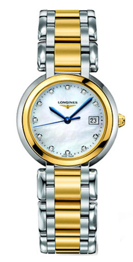 Longines Watches : L8.112.5.93.6 Quartz Mother of Pearl Diamond Dial Stainless Steel 18ct Gold Women Watch