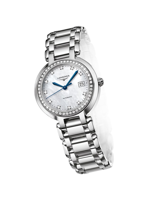 Longines Watches : L8.113.0.87.6 Automatic Diamond Mother of Pearl Dial Diamonds Bezel Stainless Steel Women Watch