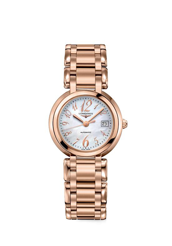 Longines Watches : L8.113.8.83.6 Automatic Mother of Pearl Dial Date 18ct Rose Gold Women Watch