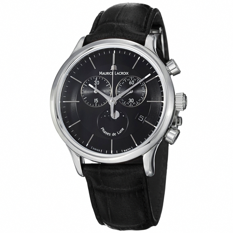Maurice Lacroix Watches : LC1148-SS001-331 Quartz Chronograph Date Moon Phase Black Men Watch