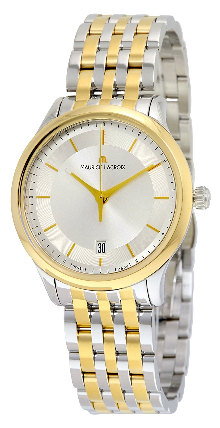 Maurice Lacroix Watches : LC1237-PVY13-130 Silver Dial Yellow Gold-plated Stainless Steel Band Men Watch