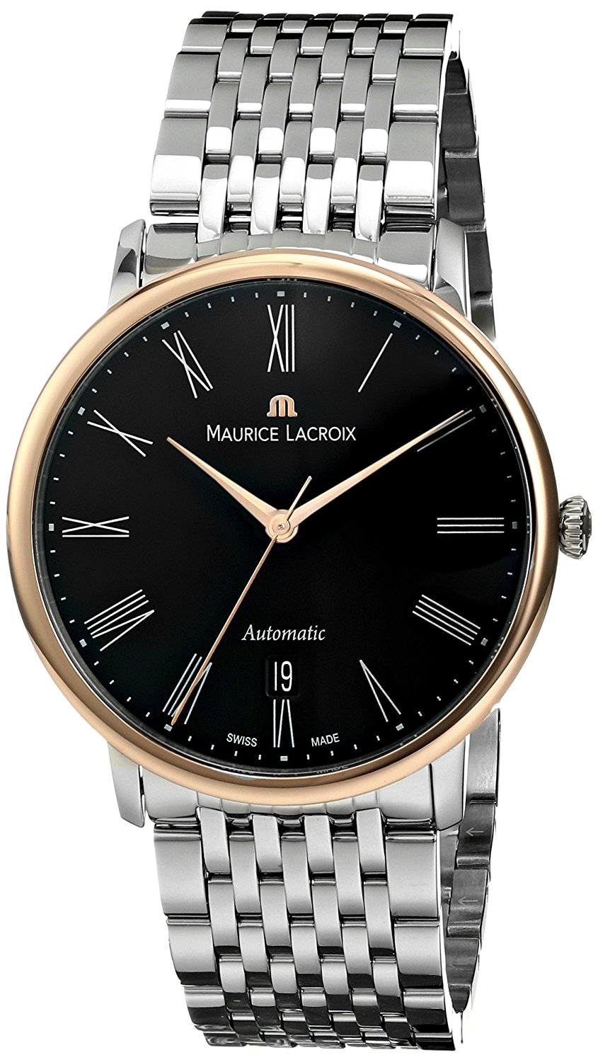 Maurice Lacroix Watches : LC6067-PS102-310 Black Dial Rose Gold Band Men Watch