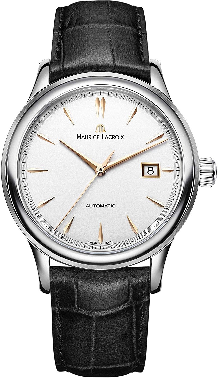 Maurice Lacroix Watches : LC6098-SS001-131-1 Automatic Date Black Leather Men Watch