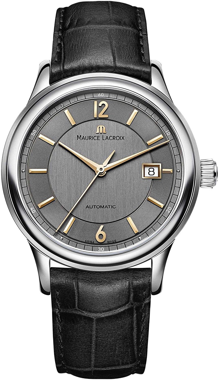 Maurice Lacroix Watches : LC6098-SS001-320-1 Automatic Date Black Leather Men Watch