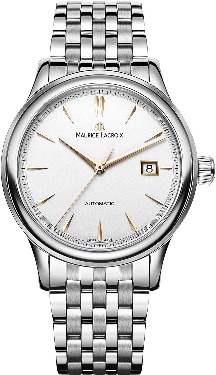 Maurice Lacroix Watches : LC6098-SS002-131-1 Men's Dial Display Type : Analogue Water-restistant (bar) : 3 Diameter (without crown) in mm/inches : 40 / 157 Weight in g/ounces : 139 / 49 Men Watch