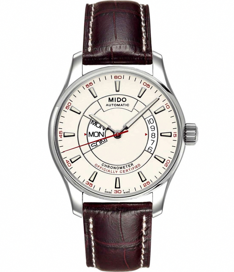 Mido Watches : M001.431.16.031.32 Automatic Chronometer Beige Dial Stainless Steel Case With Leather Strap Men Watch