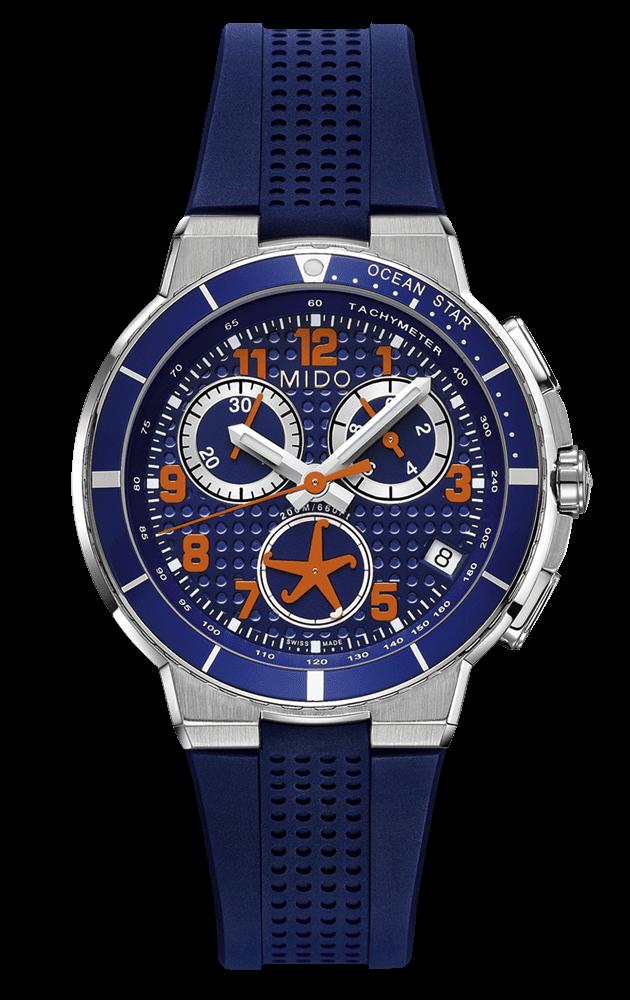 Mido Watches : M002.617.17.042.00 Quartz Blue Dial Stainless Steel Case With Blue Rubber Strap Men Watch