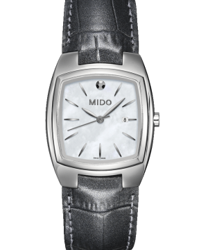 Mido Watches : M004.310.16.101.50 Quartz Mother Of Pearl Dial Stainless Steel Case With Black Leather Strap Women Watch