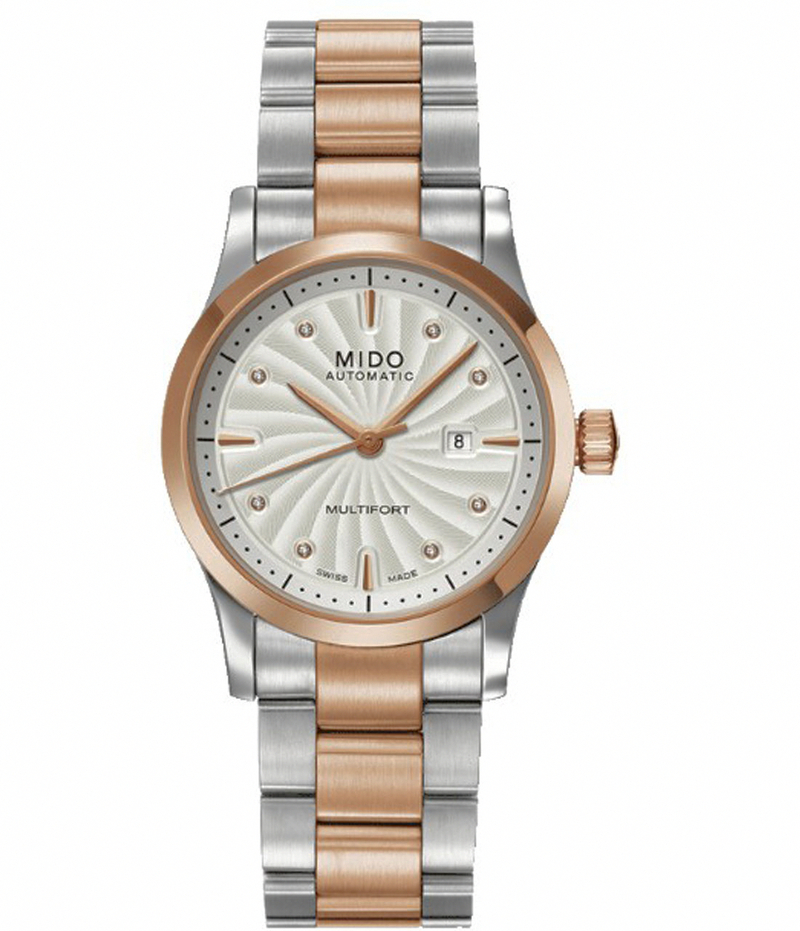 Mido Watches : M005.007.22.036.00 Automatic White Dial Stainless Steel Rose Gold And Stainless Steel Case With Rose Gold And Stainless Steel Bracelet Women Watch