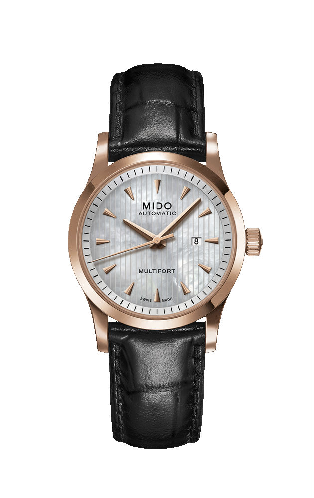 Mido Watches : M005.007.36.101.00 Automatic Mother of Pearl Dial Date Black Leather Men Watch