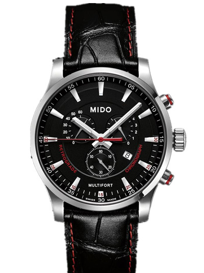 Mido Watches : M005.417.16.051.20 Quartz Black Dial Retrograde Chronograph Stainless Steel Case With Stainless Steel Bracelet Men Watch