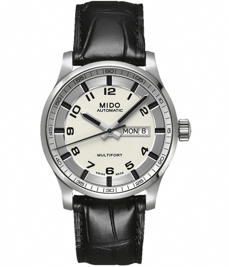 Mido Watches : M005.430.16.032.00 Automatic Cream Dial Stainless Steel Case With Black Leather Strap Men Watch