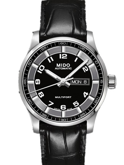 Mido Watches : M005.430.16.052.00 Automatic Black Dial Stainless Steel With Black Leather Strap Men Watch