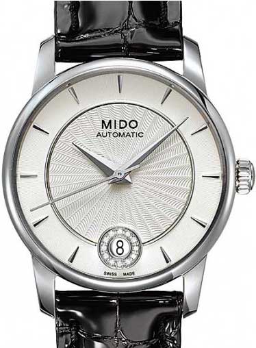 Mido Watches : M007.207.16.036.00 Black Leather Silver Dial Women Watch