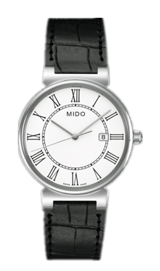 Mido Watches : M009.610.16.013.00 Quartz White Dial Stainless Steel Case With Black Leather Strap Men Watch