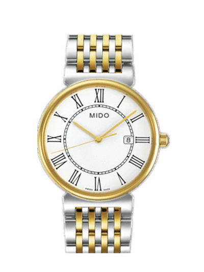 Mido Watches : M009.610.22.013.00 Quartz White Dial Stainless Steel Case And PVD Gold Coating For Bezel With PVD Gold Coating And Stainless Steel Bracelet Men Watch