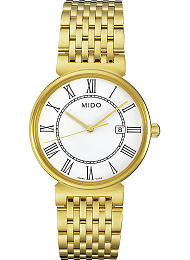 Mido Watches : M009.610.33.013.00 Quartz White Dial Stainless Steel And Golden Bezel With Golden Stainless Steel Bracelet Men Watch
