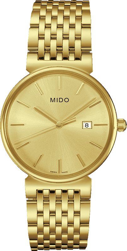 Mido Watches : M009.610.33.021.00 Quartz Gold Dial Date Gold Tone Stainless Steel Men Watch