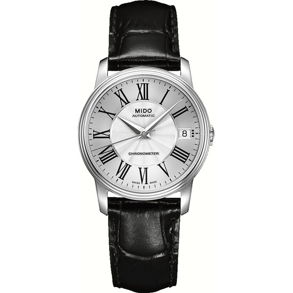 Mido Watches : M010.208.16.033.20 Automatic Chronometer Silver Dial Stainless Steel Case With Black Leather Strap Women Watch
