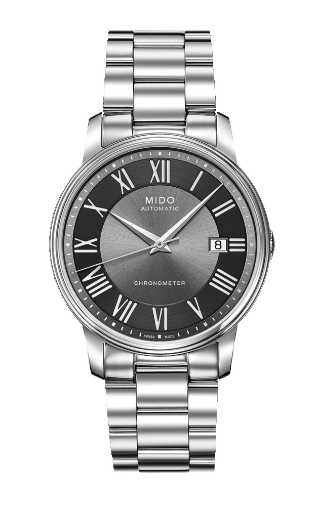 Mido Watches : M010.408.11.063.09 Automatic Chronometer Black Gray Dial Roman Numerals Date Stainless Steel Men Watch