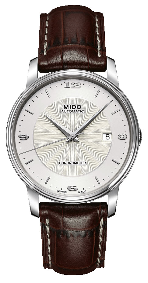 Mido Watches : M010.408.16.037.10 Automatic Chronometer Silver Gray Dial Stainless Steel Case With Brown Leather Strap Men Watch