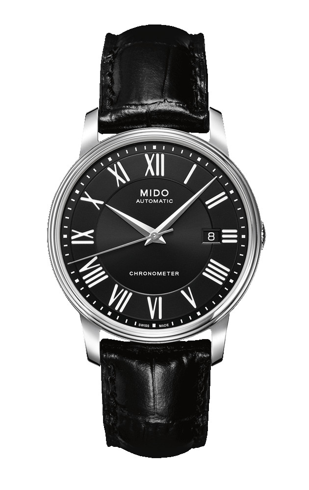 Mido Watches : M010.408.16.053.29 Automatic Chronometer Black Dial Roman Numerals Date Black Leather Men Watch