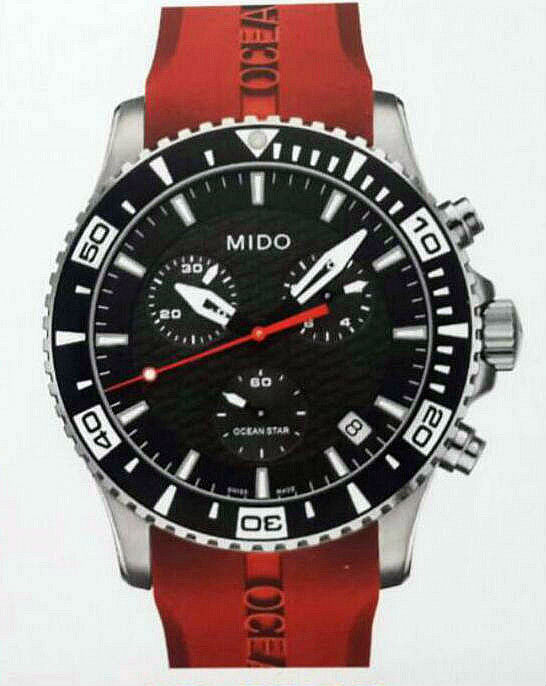 Mido Watches : M011.417.17.051.00 Quartz Chronograph Date Red Rubber Men Watch