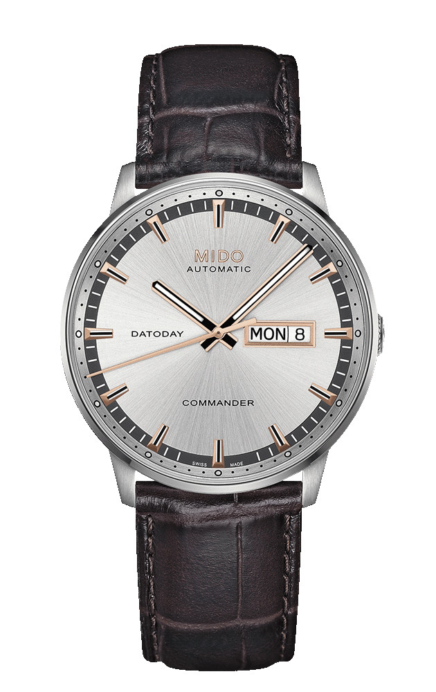 Mido Watches : M016.430.16.031.12 Automatic Silver Dial Day Date Shock Resistance Brown Leather Men Watch