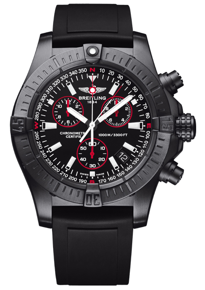 Breitling Watches : M7339010/BA03 Quartz Chronometer Chronograph Date Black Rubber Men Watch