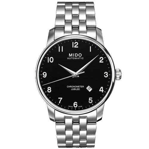 Mido Watches : M8690.4.18.1 Automatic Chronometer Jubilee Black Dial Stainless Steel Case With SIlver Stainless Steel Bracelet Men Watch