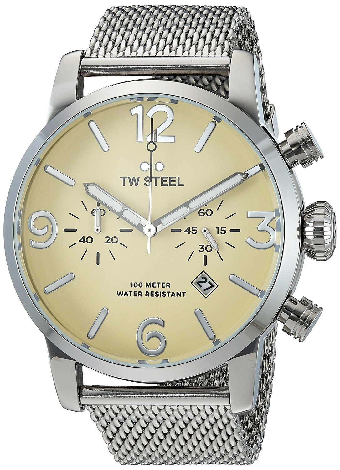 TW Steel Watches : MB4 Beige Dial Stainless Steel Band Men Watch