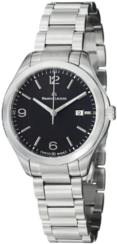 Maurice Lacroix Watches : MI1014-SS002-330 Quartz Analog Date Black Dial Stainless Steel Women Watch