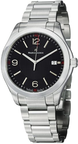 Maurice Lacroix Watches : MI1018-SS002-330 Quartz Date Black Dial Stainless Steel Men Watch
