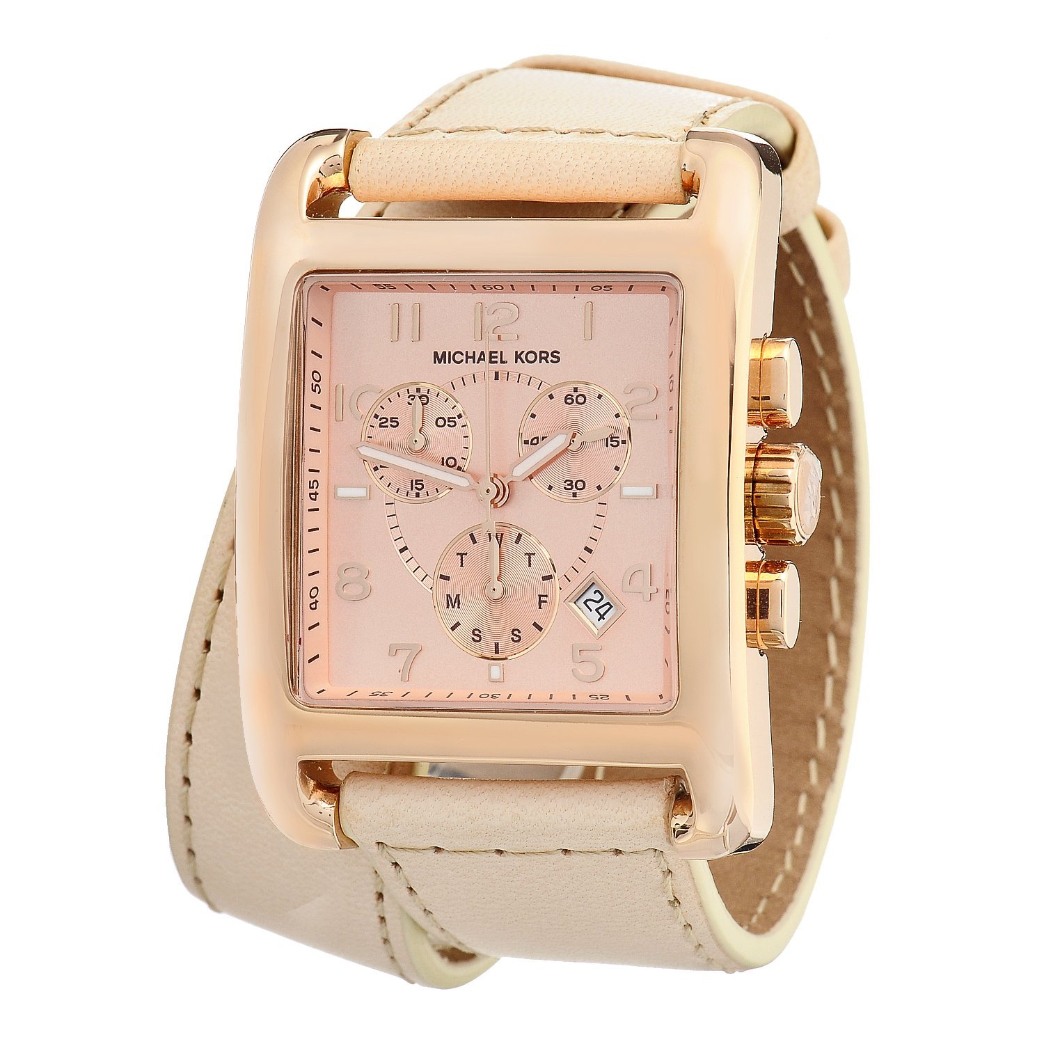 Michael Kors Watches : MK2225 Quartz Chronograph Double Wrap Leather Women Watch