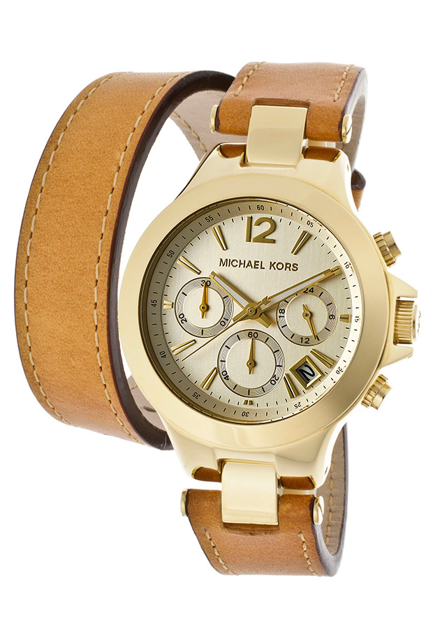 Michael Kors Watches : MK2261 Quartz Chronograph Champagne Dial Brown Leather Women Watch