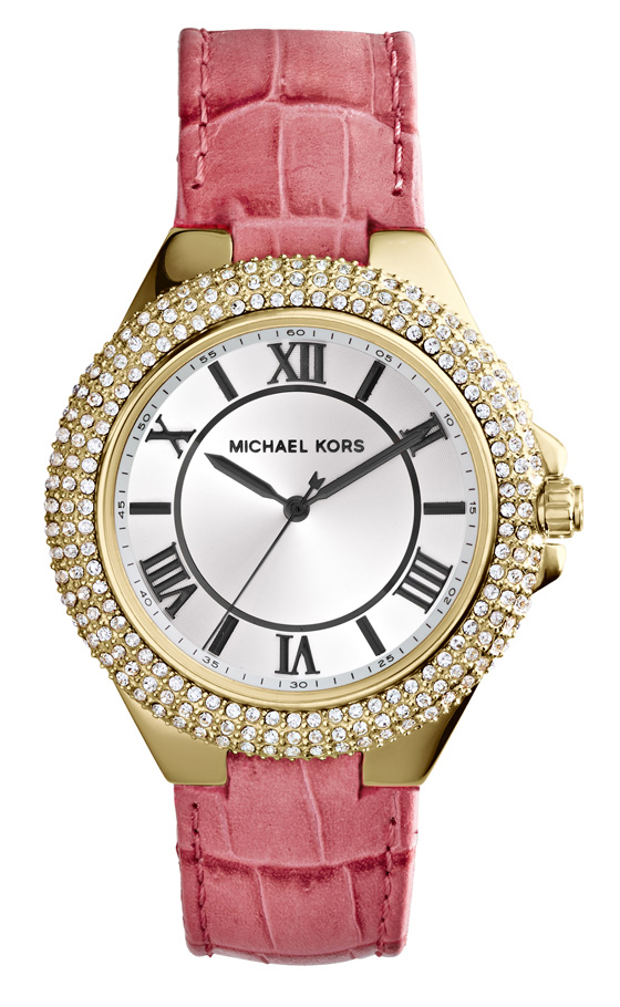 Michael Kors Watches : MK2329 Quartz Roman Numerals Dial Crystal Bezel Pink Leather Women Watch