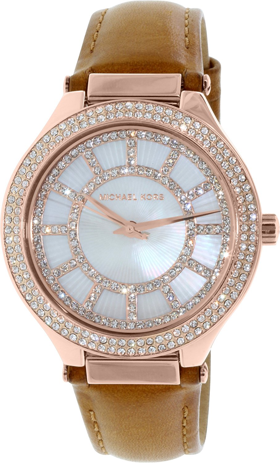 Michael Kors Watches : MK2421 Mother Of Pearl Crystal-set Dial Fixed Rose Gold-tone Set With Crystals Band Women Watch