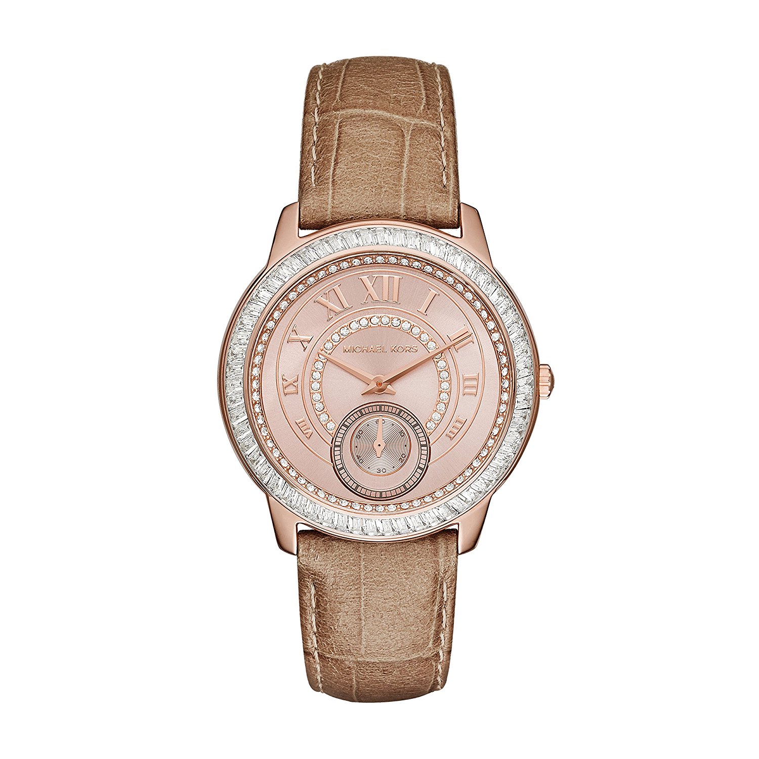 Michael Kors Watches : MK2448 Rose Gold Dial Leather Women Watch