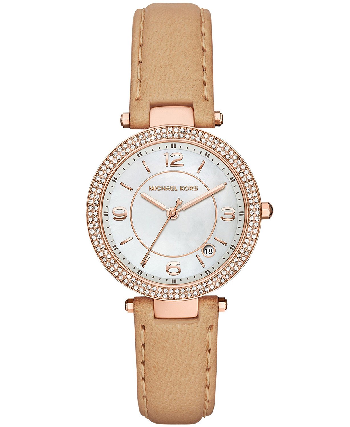 Michael Kors Watches : MK2463 Silver Dial Fixed Rose Gold-tone Set With Crystals Band Women Watch