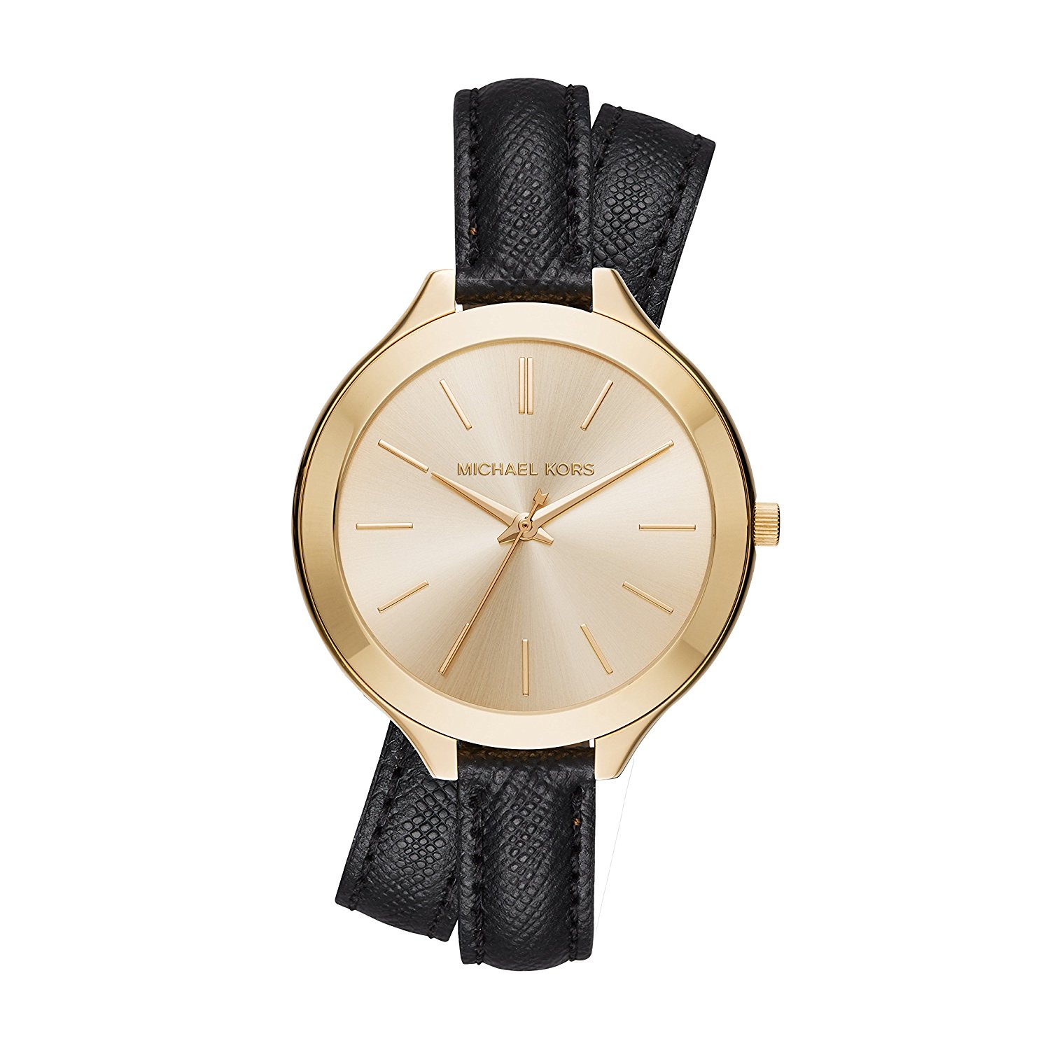 Michael Kors Watches : MK2468 Quartz Analog Double Wrap Black Leather Women Watch