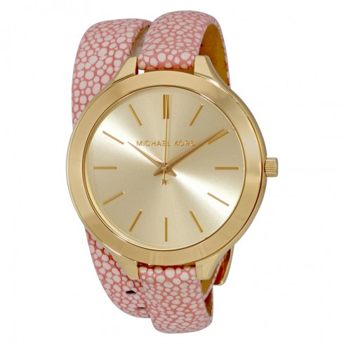 Michael Kors Watches : MK2476 Quartz Analog Pink Leather Wrap Women Watch