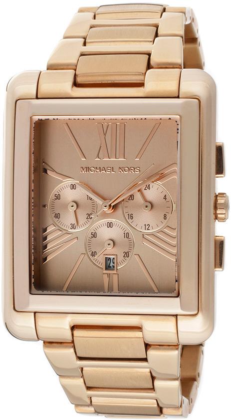 Michael Kors Watches : MK3169 Quartz Chronograph Date Rose Gold Tone Stainless Steel Rectangle Women Watch