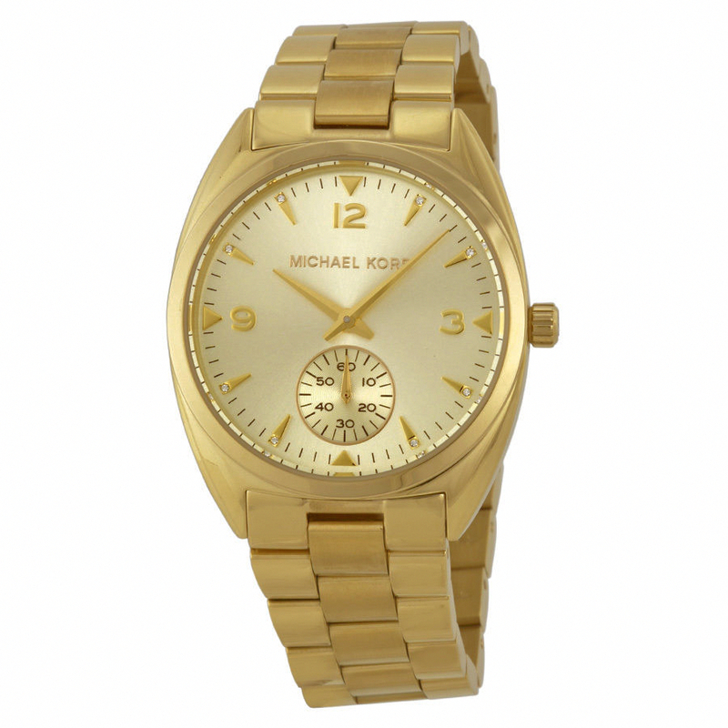 Michael Kors Watches : MK3344 Quartz Champagne Dial Gold Tone Stainless Steel Unisex Watch