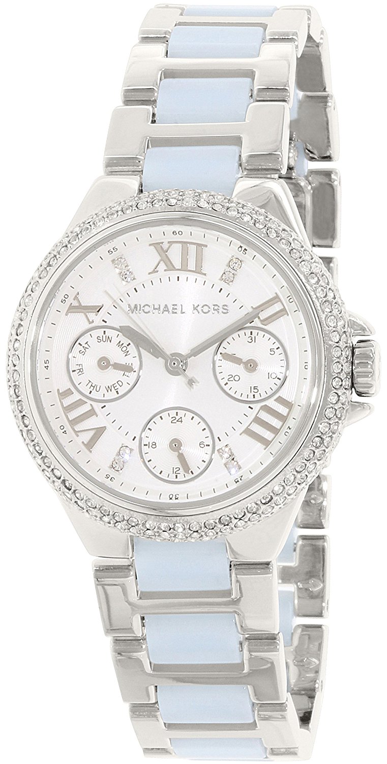 Michael Kors Watches : MK4306 Silver Dial Fixed Stainless Steel Set With Crystals Band Women Watch