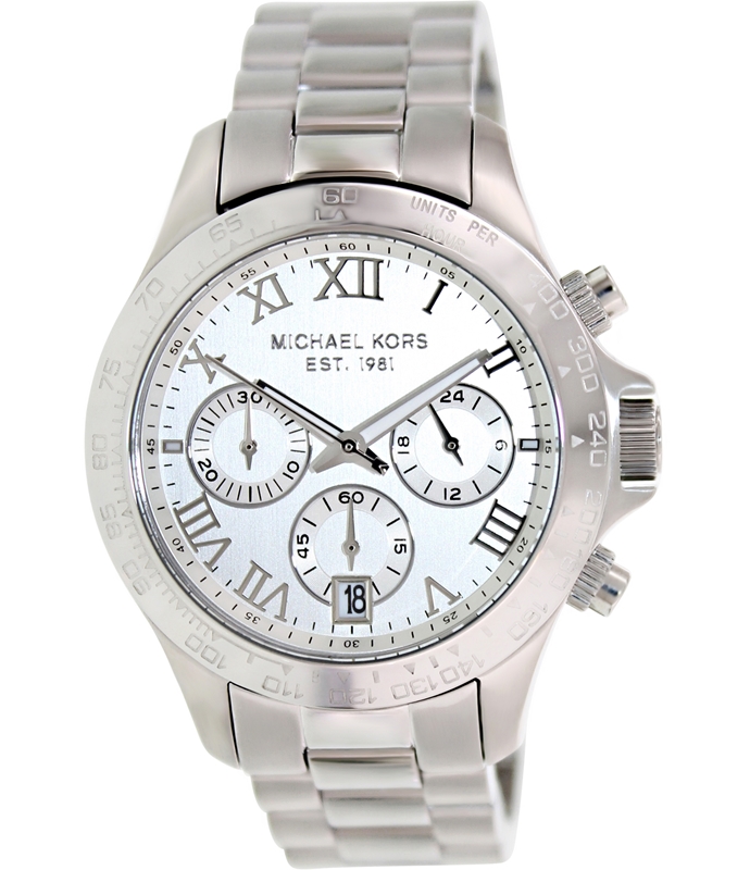 Michael Kors Watches : MK5454 Quartz Chronograph Date Silver Dial Stainless Steel Women Watch